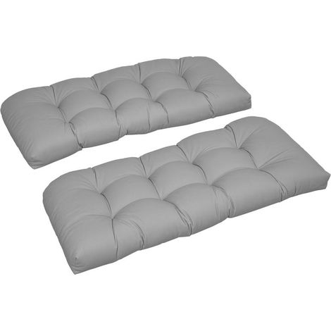 Coussin de banc gris 110 cm, 2 places, pour intérieur et extérieur, 8 coutures, design sobre résistant pratique (1/5)