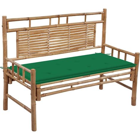 Banc de jardin avec coussin 120 cm Bambou
