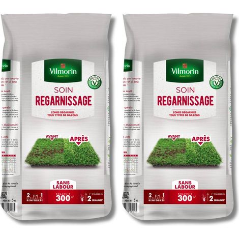 Lot Gazon Regarnissage Vilmorin 2x5kg - Pelouse 600m² Dense & Résistante (1/2)