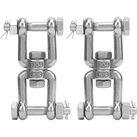 Manille pivotante d'ancrage en acier inoxydable 304, connecteur à anneau rotatif avec assurance M10, 2 pièces (1/5)