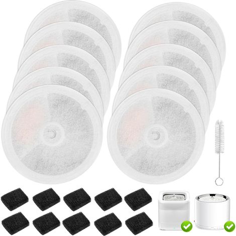 Lot de 10 filtres de fontaine pour chat - Unité filtrante 3.0 - Résine et charbon actif - Compatible avec Everweet Solo/Solo SE/Solo 2/3 Pro/3/2s (10 filtres de rechange + 10 éponges filtrantes) (1/5)