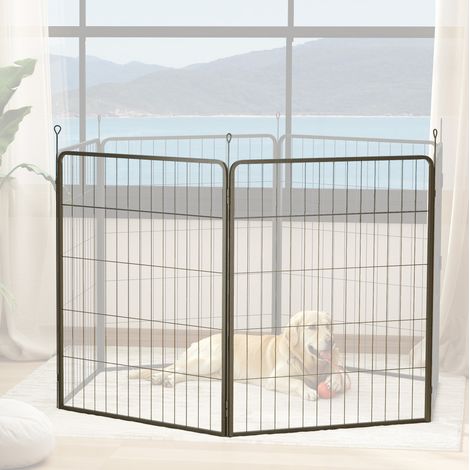 Paneles de extensión para recinto para perros, lote de 2, 80 x 100 cm, acero negro DESVIAE (1/5)
