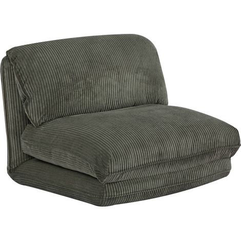 sweeek - Sessel mit Schlaffunktion und breit geripptem Cordbezug , Cord, Khaki