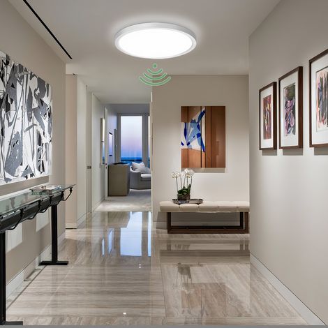 LED Plafonnier 24 W 2400 LM Ultra Lumineux avec Détecteur de Mouvement, Blanc Neutre 4000 K, Intérieur, Couloir, Balcon, Garage, Cave, Diamètre 30 cm (1/5)