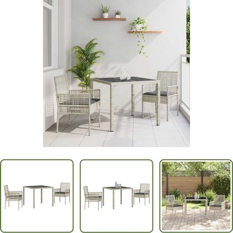 vidaXL Salle à manger extérieure - Ensemble de salle à manger pour jardin 3 pcs Gris clair (1/5)
