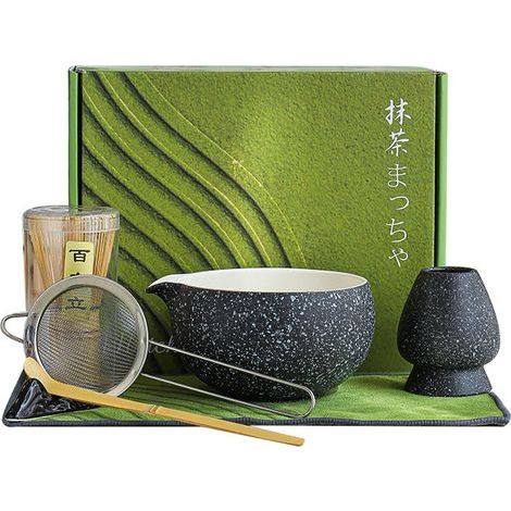 Set de matcha verde de 7 piezas: batidor de bambú + kit de desayuno. (1/5)