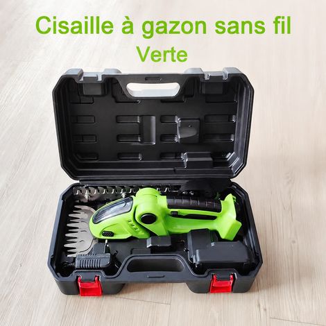 Taille-haie sans fil portatif 24V vert clair avec 1 batterie, chargeur et coffret plastique vert 24v 13009 2.5 40 × 13,7 × 23,8 cm 2,5 kg – Livraison gratuite