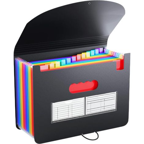 Trieur 12 Compartiments A4, Trieur à Soufflets Classeur Rangement Extensible Classeur A4 Range, Document Sorter avec Couvercle, Classeur de Rangement Document, avec Fermeture à L'Elastique (1/5)