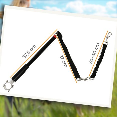 Laisse pour chien pour vélo, corde élastique, tube en acier, 124 cm, noire (1/4)