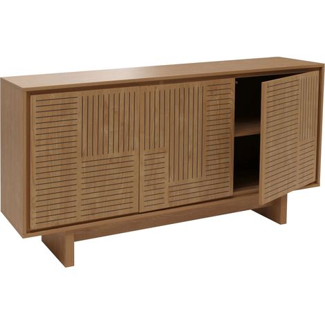 Credenza con 3 ante e 6 scomparti 86 x 160 x 40 cm melaminico con finitura olmo naturale 040009389