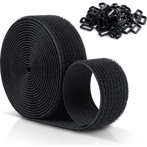 MINKUROW 10 Cinghie Antigraffio In Velcro Riutilizzabili Mx 25 Mm, Cinghie Regolabili Per Cavi Con 50 Fibbie In Plastica, Fascette Fermacavi In Nylon Nere Libere Da Tagliare (1/5)