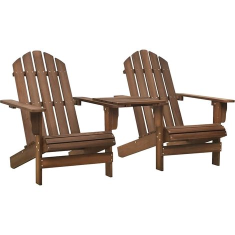 vidaXL Sillas Adirondack de jardín y mesita madera maciza abeto marrón (1/5)