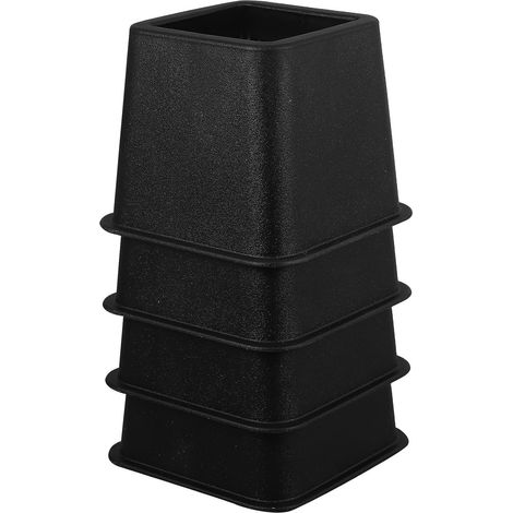 Rehausseurs de meubles carrés 7,6 cm en plastique noir, patins protection antidérapants pour sols, (1/5)