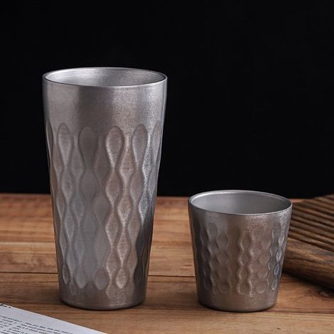Juego de 2 vasos de cerveza de acero inoxidable (350 ml y 550 ml), irrompibles, apilables, de doble pared (1/5)