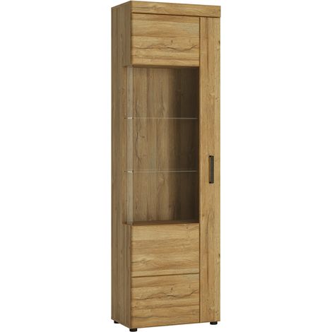 Vitrine mit Beleuchtung in Grandson Eiche Nb., Türanschlag links, CARIATI-129, B/H/T ca. 58/195/37,4 cm (1/5)