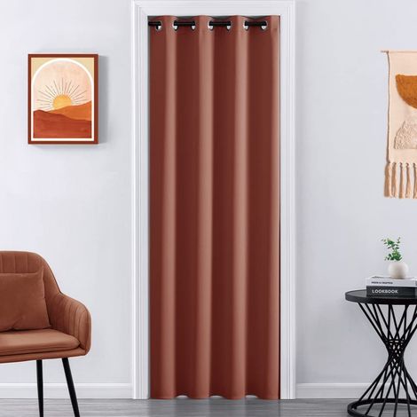 Rideaux de Porte occultants Orange brûlé pour Salon, Chambre à Coucher, Porte coulissante en Verre, décoration Hippie, décoration d'automne, 106 x 203 cm (1/5)