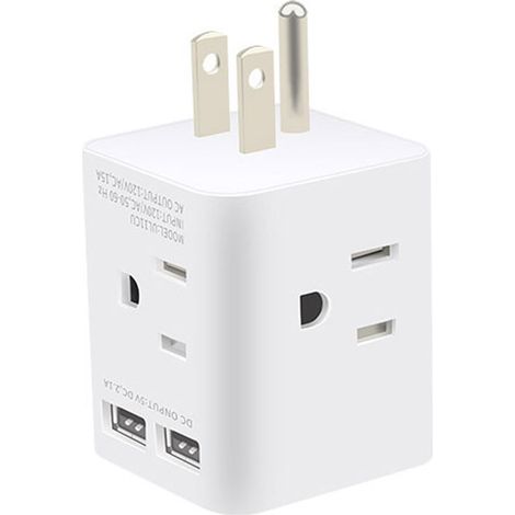 Prises Multiples Murale avec 4 Prises AC 15A et 2 Ports USB, Fiche Américaine (1/5)