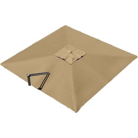 Toile De Parasol Carrée - 250 x 250 cm - Pour Parasol Déporté Carré À 7 Points D'Attache - Tissu Polyester Hydrofuge - Remplacement Khaki (1/5)