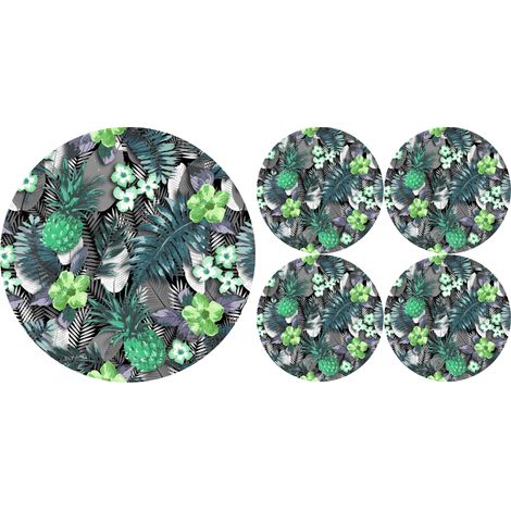 Juego de manteles individuales redondos 1+4 - verde lambada (1/5)