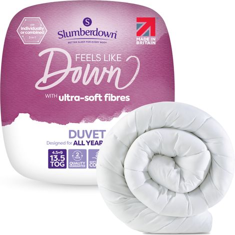 Slumberdown Feels Like Down All Season Duvet, 13.5 Tog, Single