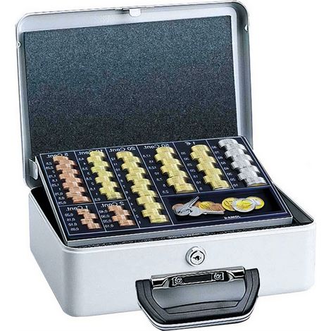 Caisse de monnaie en acier Duobox avec poignée monnayeur à serrure