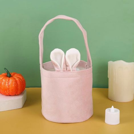 Panier À Oeufs En Peluche - Panier À Oreilles De Lapin De Pâques - Pour Chasse Aux Oeufs Et Bonbons - 1 Pièce (1/4)