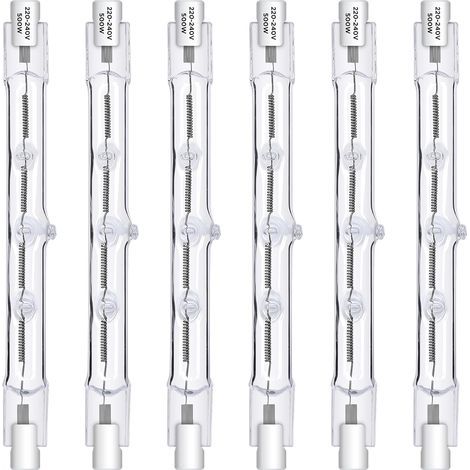 Pack of 6 R7S 118mm 500W Dimmable 2800K Bulbs for Streetlights and Landscape Lighting (1/5)