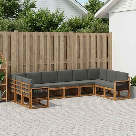 vidaXL Outdoor-Sofagarnitur mit Kissen 10 pcs Natur und Anthrazit (1/5)