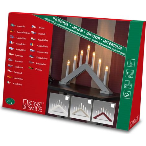 Lustre en bois laqué blanc mat avec interrupteur marche/arrêt 7 ampoules transparentes 230 V intérieur câble blanc (1/4)