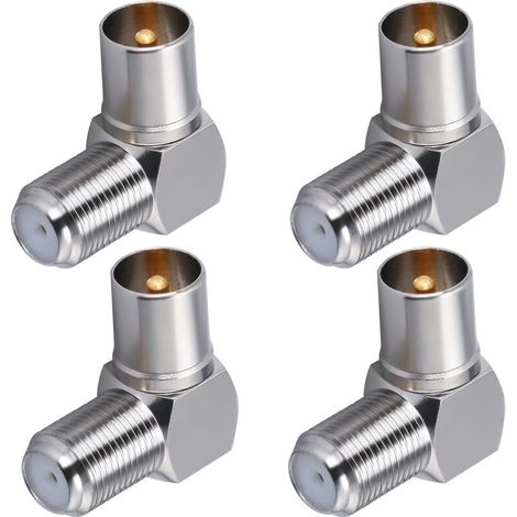 4 Pièces Connecteur Coaxial d'Antenne TV à 90 Degrés Prise Mâle vers F Femelle Adaptateur à Angle Droit pour Câble Satellite (1/5)