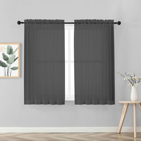Coppia Tendine Tende 60 x 150 Cm Finestra Semi Oscuranti A Tinta Unita Leggera Cucina Camera Cameretta 2 Pannelli Topo