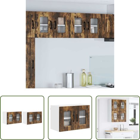 Holzschrank -  Küchenschrank Kalmar 2 pcs Geräucherte Eiche 60 x 31 x 40 cm (1/5)