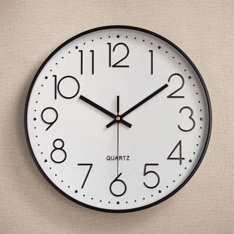 SHINING HOUSE 30cm Horloge Pendule Mural, Horloge Murale à Quartz, Horloge Silencieuse sans de Bruit avec Chiffres Surdimensionnés, pour Salon Chambre Bureau Cafétéria Restaurant, Rétro Européenne (No