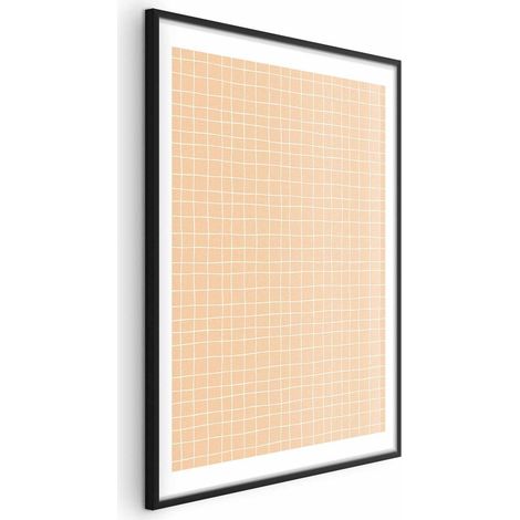 Poster – Linien und Rauschen – ein wellenförmiges Raster in Orangetönen (1/4)