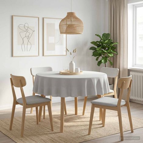 Tissu de Table Rond Blanc Ø 140 cm (1/5)