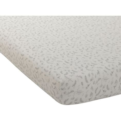 Drap housse bébé en jersey motif feuilles Beige 70x140x17 cm (1/2)