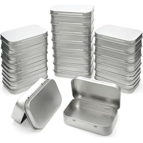 22 Boîtes Métal, 95 x 60 x 20 mm, Argentées, à Charnière (1/5)