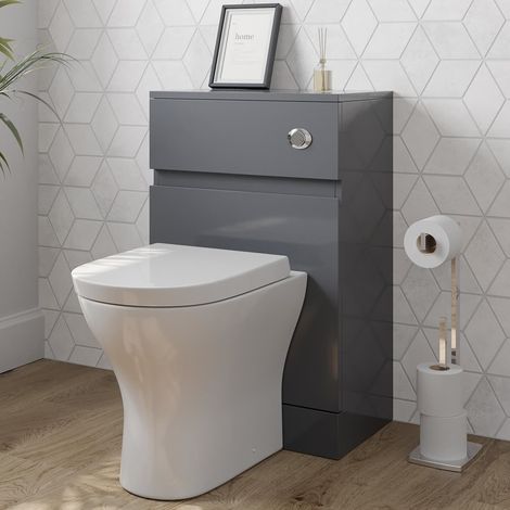 Artis Grey Gloss Back to Wall Toilet Unit & D Shape Toilet - 500 x 320mm