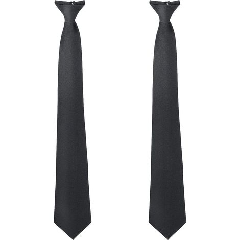 Schwarze Herren-Clipkrawatte – 1 Stück – Gewebtes Polyester – Verstellbarer, vorgebundener Knoten – Für Hochzeiten und Schuluniformen – 50 x 8 cm (1/5)