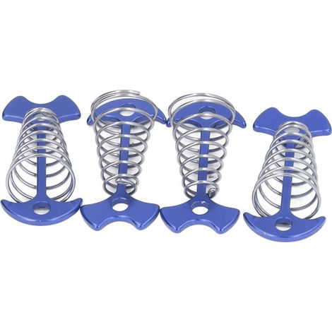 4 piquets de tente en arête de poisson, alliage d'aluminium et acier inoxydable, chevilles extensibles pour auvent bleu (1/5)