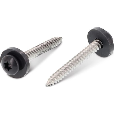 Vis tôle Tête cylindrique TC TORX T15 + Rondelle Nylon 3.9X32 Inox A2 RAL7016 gris anthracite-10 pièces