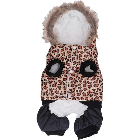 Manteau chien hiver imprimé léopard, peluche épaisse douce anti-chute poils, veste chaude décontractée mignonne pour petit chien et chien moyen (1/5)