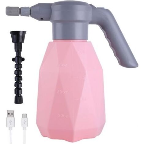 Arrosoir Électrique 2L, Pulvérisateur Électrique pour Plantes de Jardin, Arrosoir Automatique avec Bec Réglable pour Arrosage de Jardin Intérieur Extérieur (Rose) (1/5)