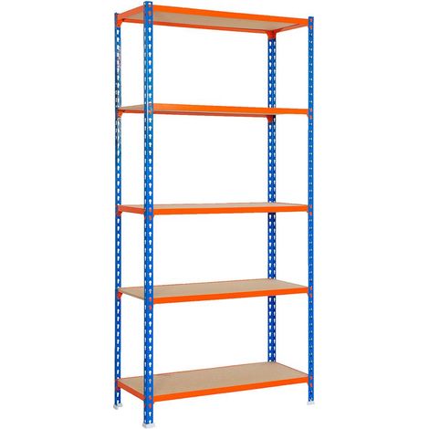 Simonrack Regal 5 Etagen blau orange Holz
