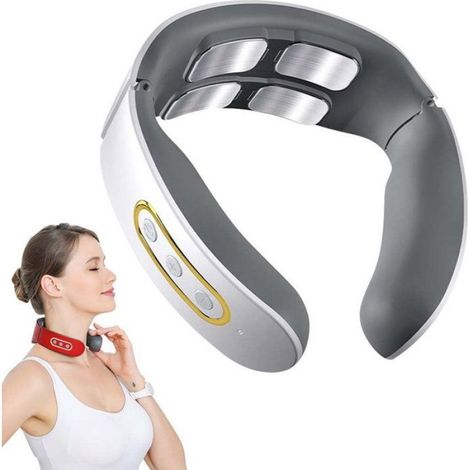 Masseur Cervical - 4 Têtes De Massage - Chauffage Intégré Et Vibration Réglable - Pour Soulager Les Tensions Du Cou Et Des Épaules - 1 Pièce (1/5)