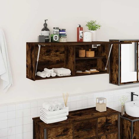 vidaXL Armadietto Bagno Rovere Fumo 100x25x40 cm in Truciolato