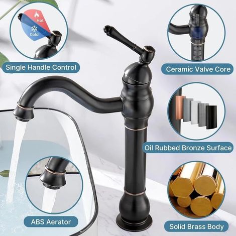Modèle G – Robinet vintage à rotation totale – Pour salle de bain ou cuisine, style ancien (1/5)