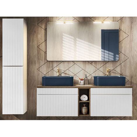 Ensembles meubles vasques + 5 éléments - 140 cm - Emblematic White - Livraison gratuite