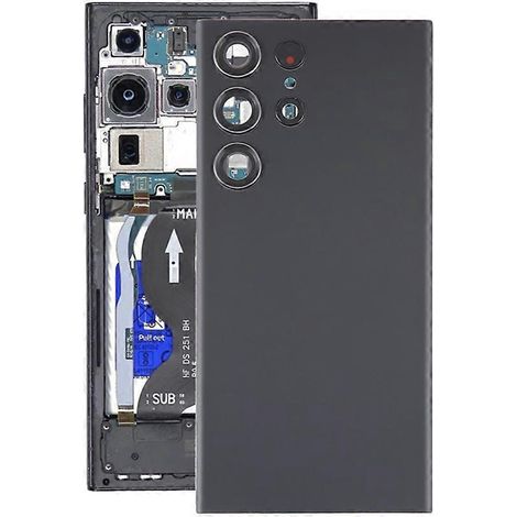 Cache-batterie arrière en verre noir avec cadre d'objectif de caméra pour Samsung Galaxy S23 Ultra SM-S918( ) (1/5)