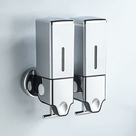 1000 ml Wall-Mounted Hand Sanitizer Dispenser, Commercial Soap Dispenser, Shower Soap Lotion Dispenser for Bathroom, Kitchen, Market, Hotel, Restaurant (Silver) YMYNY (1/4)